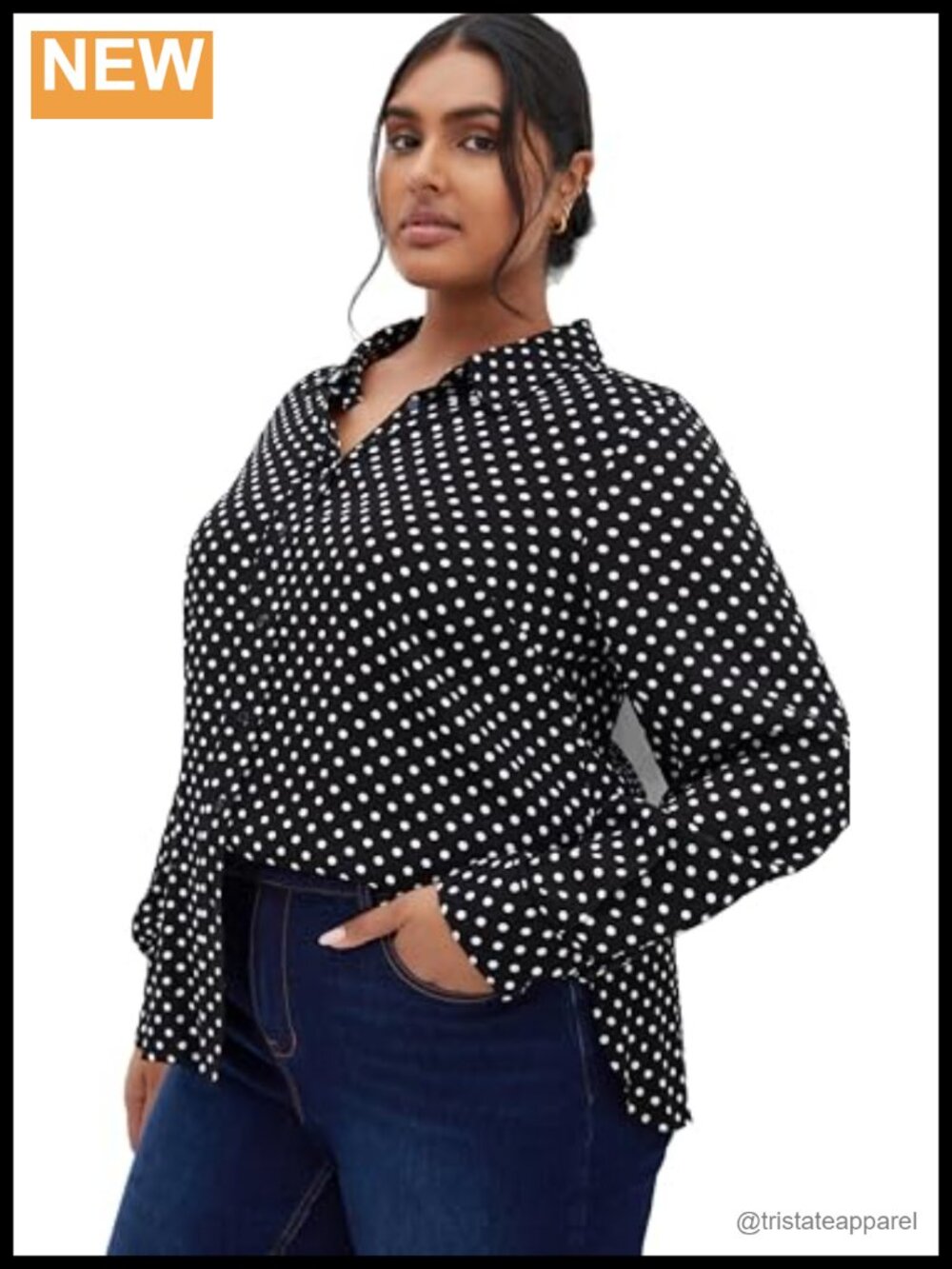 City Chic Curve Women's Plus Size Collared Button Up Stretch Blouse Shirt